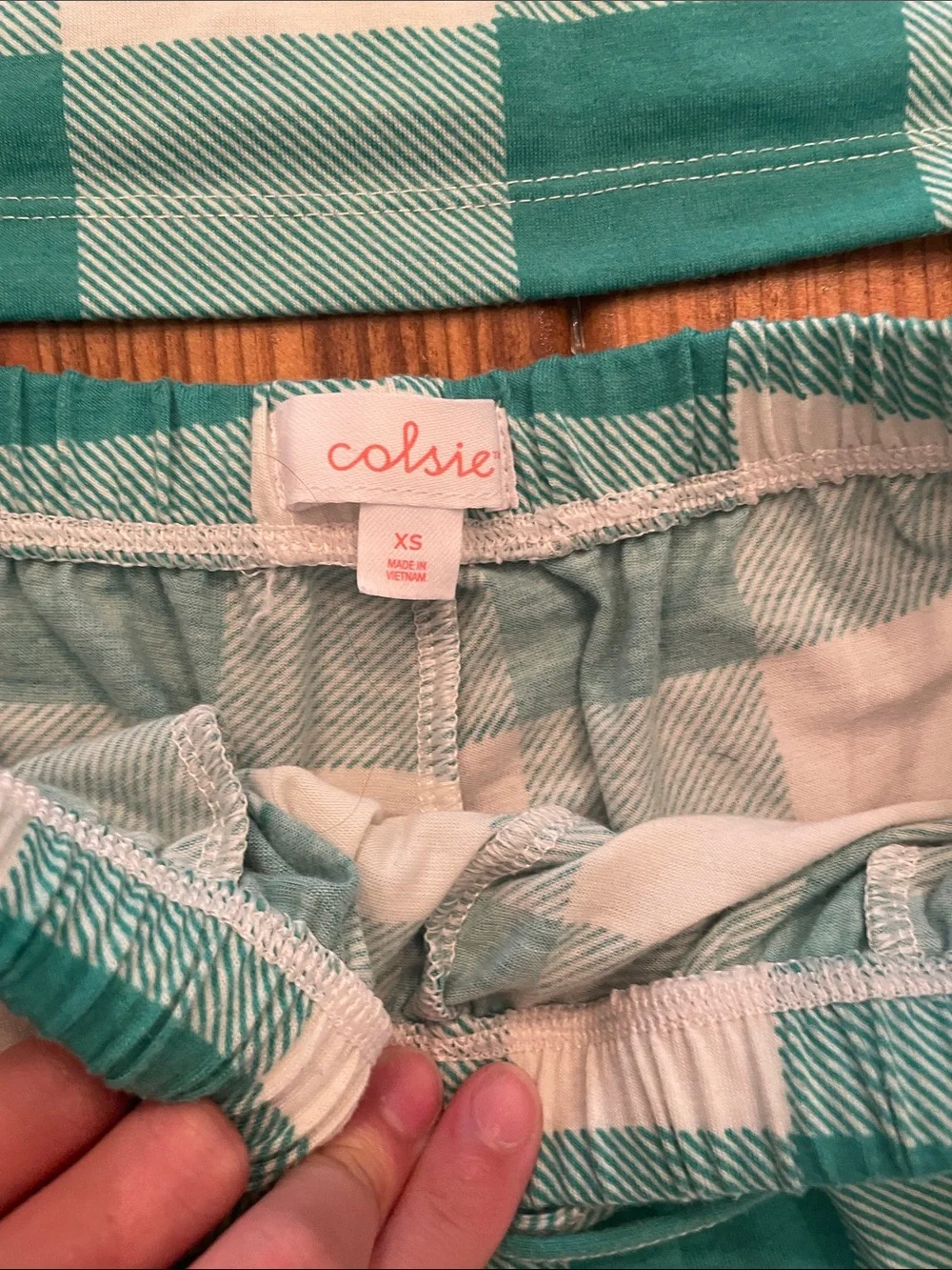 Colsie Teal and White Buffalo Check Pajama Set